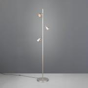 LED-gulvlampe Romeo, høyde 150 cm, nikkelfarget metall, 3 lyskilder