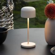 LED-batteridrevet bordlampe Lille, høyde 20 cm, sandfarget, IP54, USB