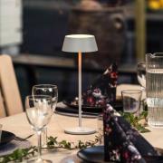 LED-batteridrevet bordlampe Menton, grå, høyde 27 cm, IP54, USB