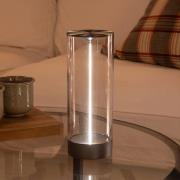 LED-batteridrevet bordlampe Edison, høyde 24 cm, grå/klar, IP54