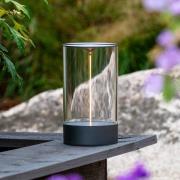 LED-batteridrevet bordlampe Edison, høyde 23 cm, grå/klar, IP54