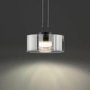 LED-hengelampe LAVIN, svart/røyk, Ø 20 cm metall/glass dimbar