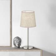 Bordlampe Rimini, sand/nikkel, tekstil, høyde 30 cm, E14