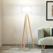 Gulvlampe SHINE-WOOD, hvit/nikkel/eik, høyde 164 cm 3 x E27