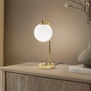 Bordlampe Rico, glass/metall, gull/hvit, høyde 36 cm