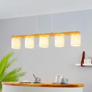 Castralvo hengelampe, lengde 115 cm, tre/hvit, 5 lyskilder, stoff