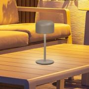 LED-batteridrevet bordlampe Finley gråbrun Høyde 22 cm Metall IP54
