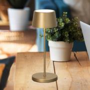 LED-batteridrevet bordlampe Asena Pro bronsefarget 30 cm metall IP54