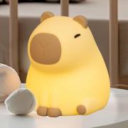 LED-batterilampe Piggy, brun, høyde 12 cm, silikon