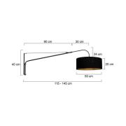 Tekstilvegglampe Elegant Classy svart/gullfarget