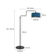 Gulvlampe Bloeba, svart/blå, høyde 165 cm, velour