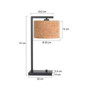 Bordlampe Stang, svart/brun, høyde 51 cm, kork