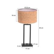 Bordlampe Stang, svart/brun, høyde 55 cm, kork