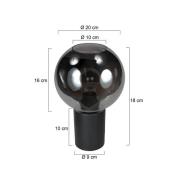 Bordlampe Bloeba, svart/røykgrå, Ø 20 cm, glasskule