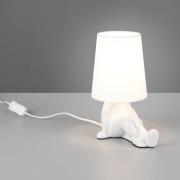 Bordlampe Huma, hvit, høyde 25 cm, tekstil/keramikk, E14