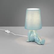 Bordlampe Huma, blå, høyde 25 cm, tekstil/keramikk, E14