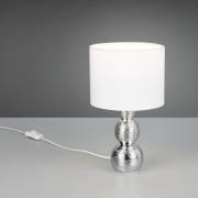 Bordlampe Lova, hvit/sølv, høyde 29 cm, glass/keramikk E27