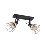 Taklampe Jerome, lengde 36 cm, 2 lyskilder, matt svart metall