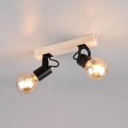 Taklampe Lynar, svart, tre, metall, lengde 31 cm, 2 lyskilder.