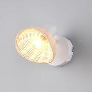 Vegglampe Calvi, hvit, naturlig rotting, Ø 13 cm, bryter