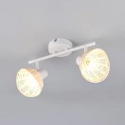 Taklampe Calvi, hvit, naturlig rotting, lengde 40 cm, 2 lyskilder.