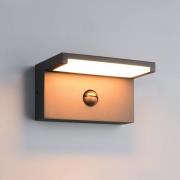Utendørs LED-vegglampe Ravi, antrasitt Bredde 18 cm Sensor, IP54