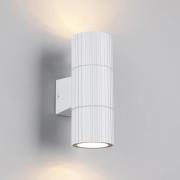 Utendørs vegglampe Parana, matt hvit, høyde 16 cm, metall, 2 lyskilder...