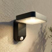 PRIOS LED-solcellevegglampe Tarlson, kantet, antrasitt, sensor