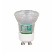 LED-reflektorpære mini, GU10, 4 W, 2700 K, gjennomsiktig, dimbar