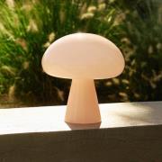 Gubi LED-batteridrevet bordlampe Obello, pudderrosa, IP44, glass