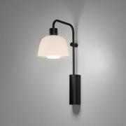 Bover LED-vegglampe Drep A/04, hvit, glass, svart, 2700 K