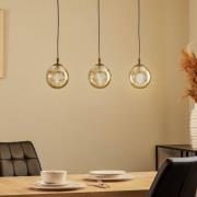 Hengelampe Glassy, 3 lyskilder, rett, svart, grafitt, glass