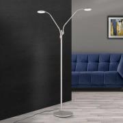 LED-gulvlampe Cobra, 2 lyskilder, nikkel-matt