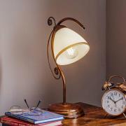 Bordlampe Roma, metall, glass, hvit, brun, høyde 39 cm