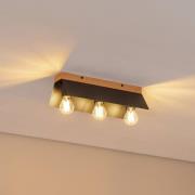 Esme taklampe, svart, lengde 40 cm, metall/tre, 3 lyskilder.