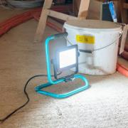 Utendørs LED-spot Avelar, svart/turkis Bredde 32 cm Metall