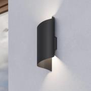 Utendørs LED-vegglampe Montarello, svart, høyde 27 cm, metall