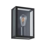 Utendørs vegglampe Alamonte-Z, svart, høyde 26 cm, metall