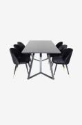 Venture HomeSpisegruppe Maggie med 6 stk spisestoler ValletaSvartSpise...