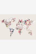 MalerifabrikkenPoster Worldmap flowers lightBeigePostereFra Homeroom