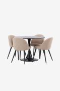 Venture HomeSpisegruppe Glade med 4 stk spisestoler VelvetSvartSpisegr...