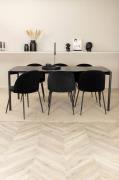 Venture HomeSpisegruppe Pelle med 6 Wrinkles spisestolerSvartSpisegrup...