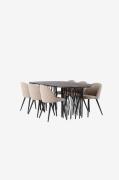 Venture HomeSpisegruppe Stone med 6 stk spisestoler VelvetBrunSpisegru...
