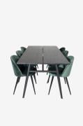 Venture HomeSpisegruppe Sleek med 6 stk spisestoler VelvetSvartSpisegr...