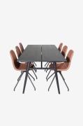 Venture HomeSpisegruppe Sleek med 6 stk spisestoler PolarSvartSpisegru...