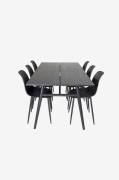 Venture HomeSpisegruppe Sleek med 6 stk spisestoler PolarSvartSpisegru...