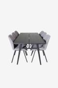 Venture HomeSpisegruppe Sleek med 6 stk spisestoler GemmaSvartSpisegru...