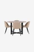 Venture HomeSpisegruppe Durango med 4 stk spisestoler VelvetBrunSpiseg...
