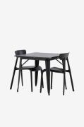 Venture HomeSpisegruppe Tempe med 2 stk spisestoler UrsholmenSvartSpis...