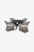 LifestyleGardenBord Ø 112 cm & 4 stk Marbella-stolerSvartSpisegrupperF...